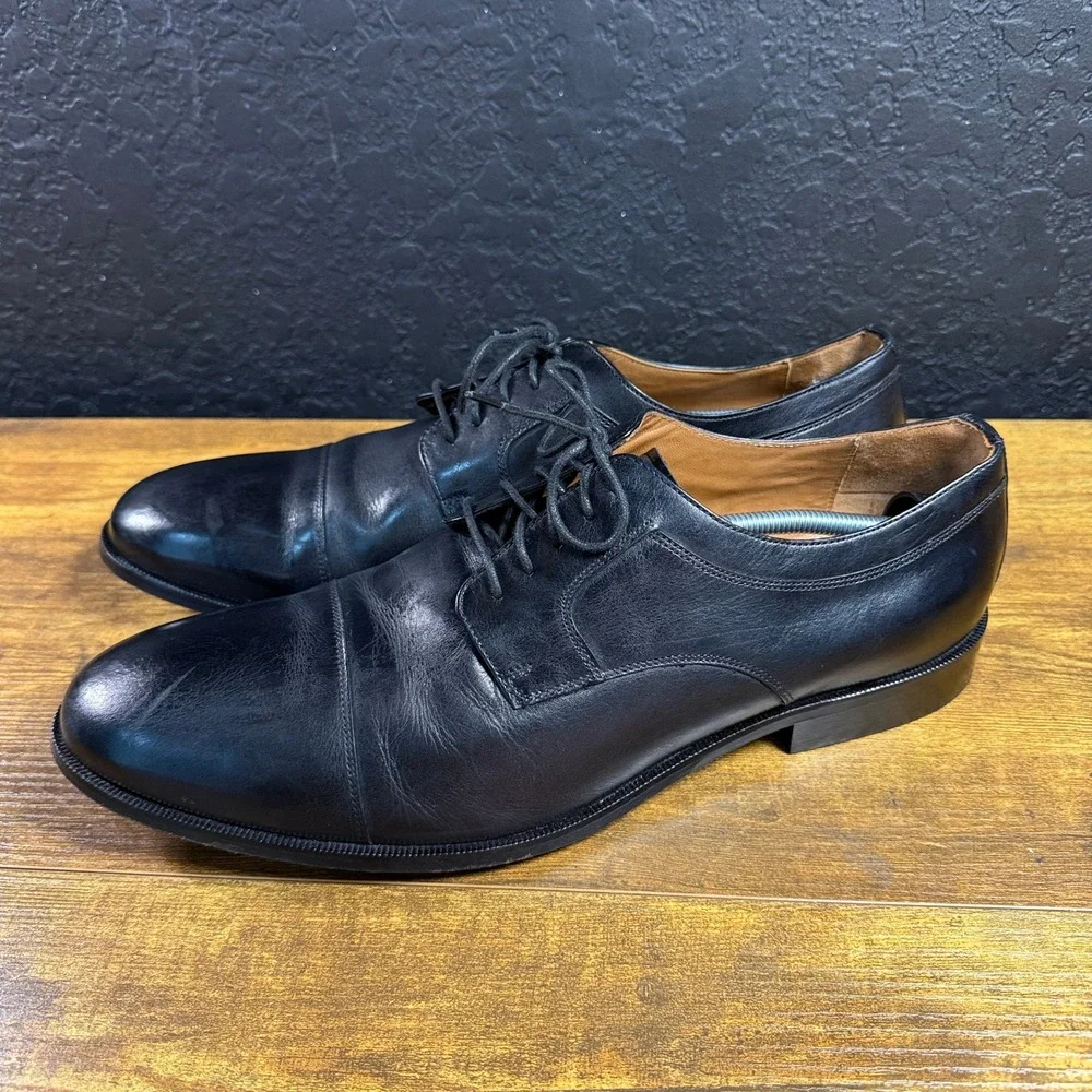 Johnston & Murphy Melton 59-1955 Black Leather Cap Toe Oxford Mens 14M
